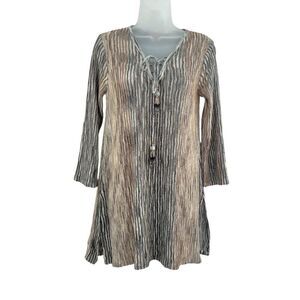 Calypso St. Barth Women's XS Black gold metallic ribbed knit Tunic Mavaile